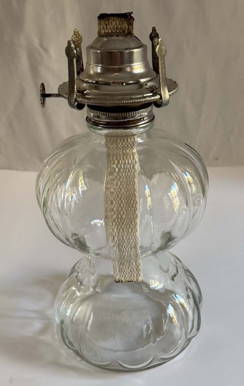 Clear Glass Oil Lamp Double Pumpkin Shape NoChimney